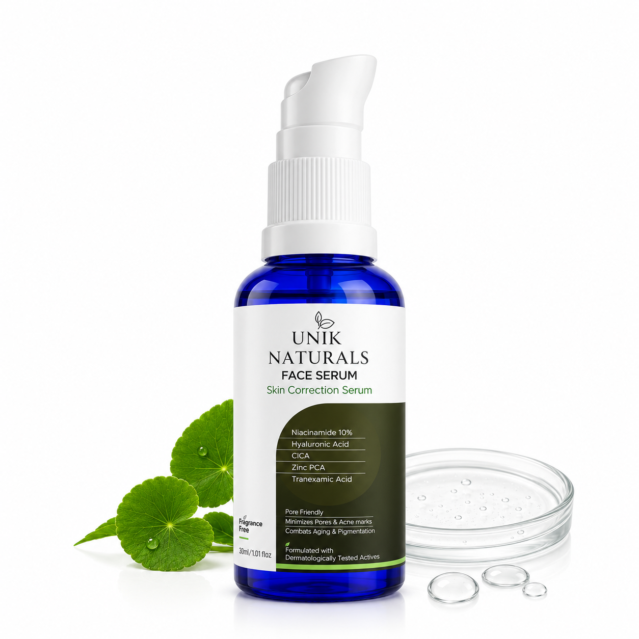 Unik Naturals Face Serum with Niacinamide 10%, Hyaluronic Acid, Tranexamic Acid, CICA & Zinc PCA