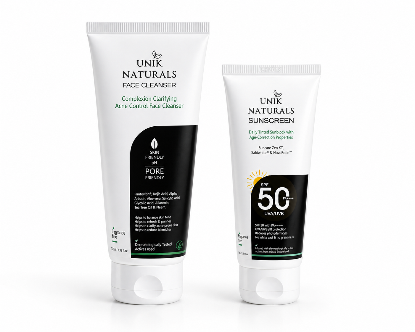 Unik Naturals Daily Defense Duo – Face Cleanser + Sunscreen (Acne Control & Sun Protection)