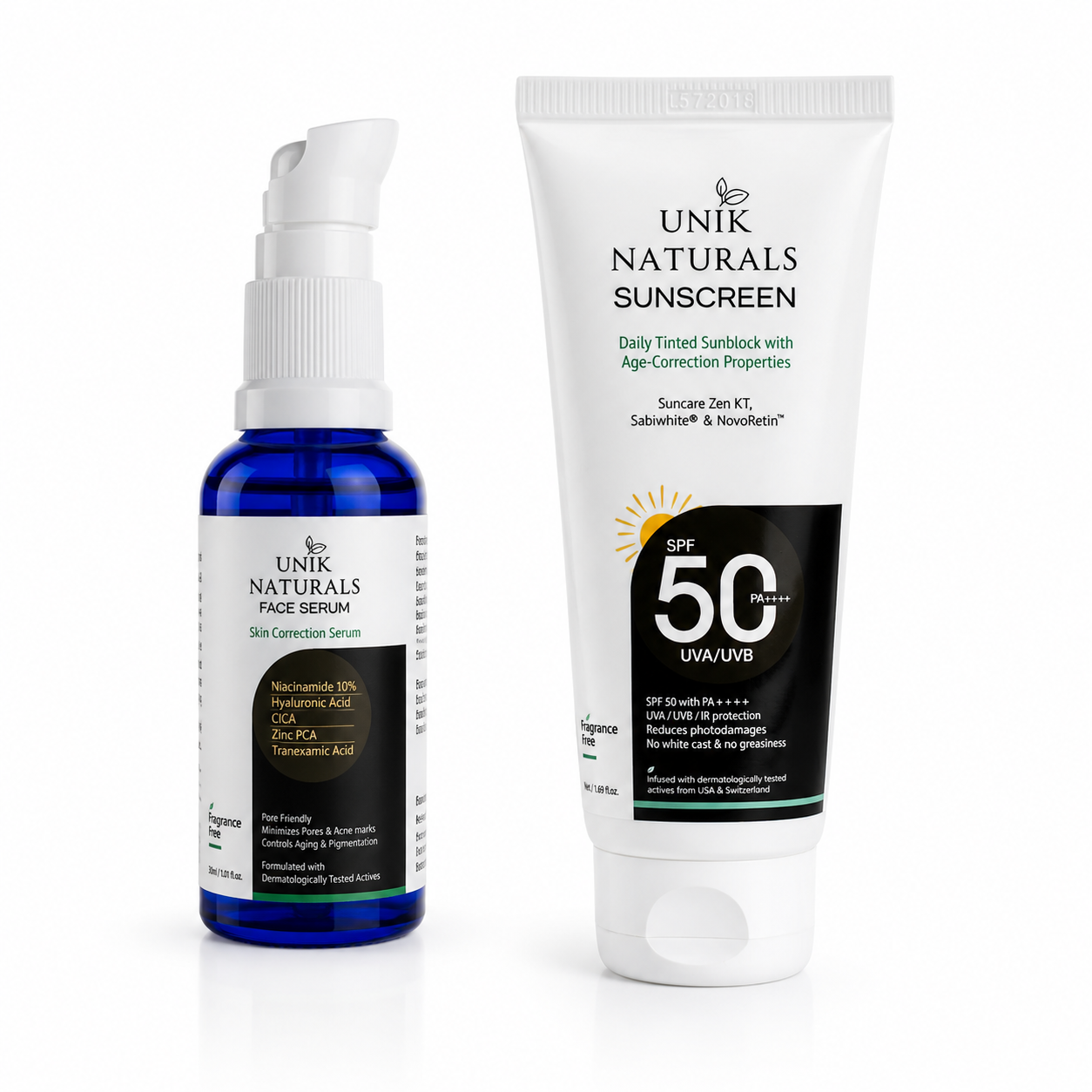 Unik Naturals Skin Clarifying Duo – Face Serum + Sunscreen (Acne Control & Protection)